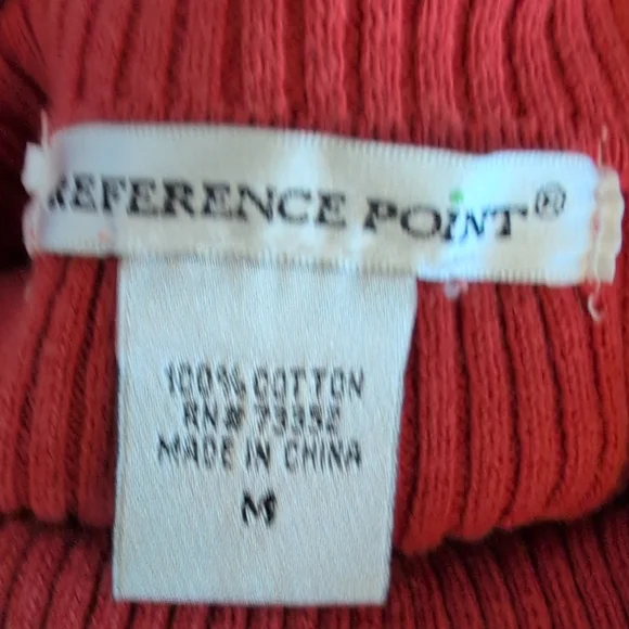 Reference Point Ribbed Orange/Coral Turtleneck Fitted Sweater M            M671 - Picture 8 of 9